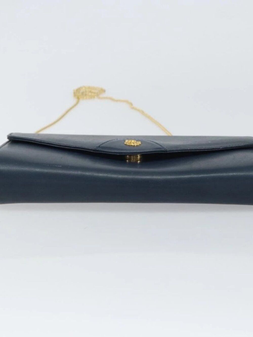 Christian Dior Chain Shoulder Bag Leather Navy Gold Auth BA9389 - Picture 7 of 16